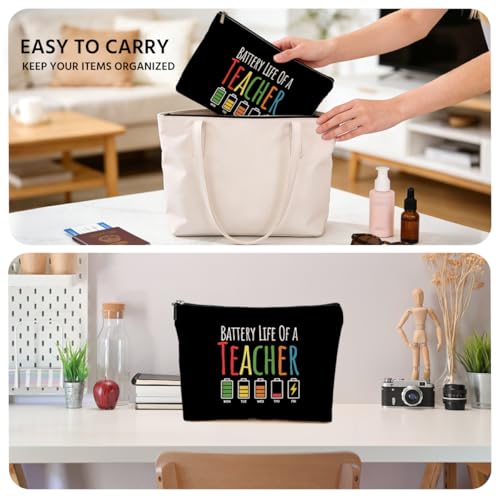 JIUWEIHU Teacher Appreciation Gifts Makeup Bag, Funny Teacher Cosmetic Bags - color: Multicolor 0055