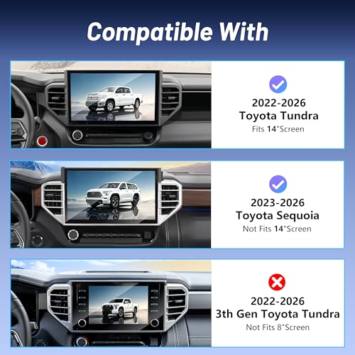 Phone Holder for for Toyota Tundra (2022-2025 2026, 14 Inch) / Toyota Sequoia (2023-26), MagSafe Car Mount Charger,Magnetic Holder,15W Wireless Charging,360° & Hands Free,3rd Gen Tundra Car Gadgets - size: Toyota Tundra | 2022-2026