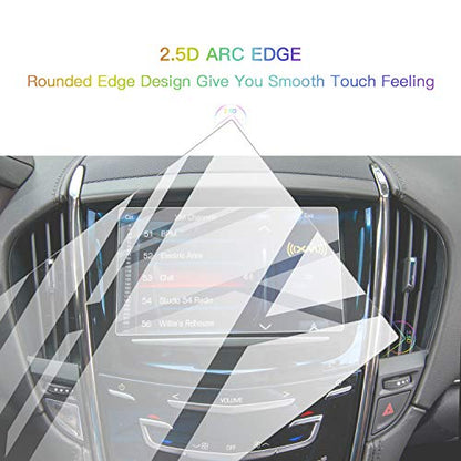 Screen Protector Foils for 2013-2019 Cadillac ATS SRX CUE infotainment interface 8In Navigation Display Tempered Glass 9H Hardness Anti Glare HD Clear LCD GPS Touch Screen Protective Film - color: 2013-2019 ATS SRX 8In
