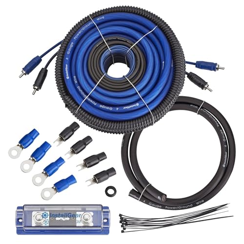 InstallGear 4 Gauge Amp Wiring Kit - 17ft Amplifier Subwoofer Wiring Kit with True Spec Cables - Power Soft Touch Wire Set for Car Audio Installation - Blue - color: Blue, size: 4 Gauge