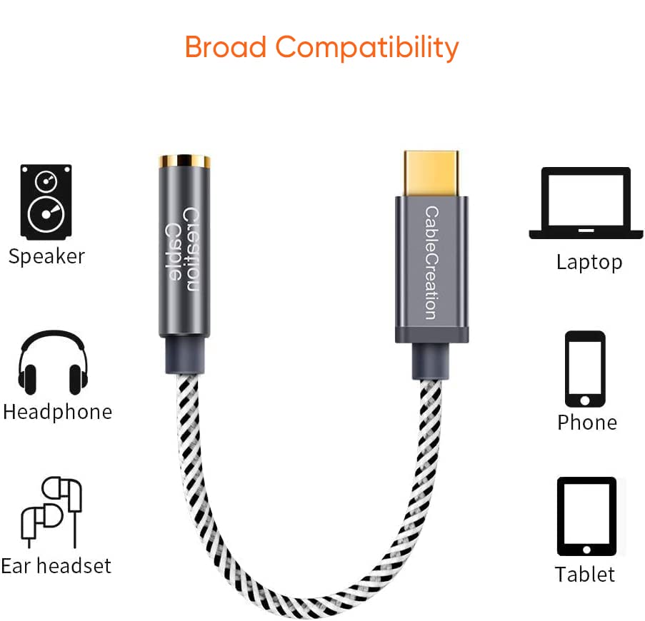CableCreation USB C to 3.5mm Audio Adapter,0.33FT USBC to Headphone Adapter - style: USB C+3.5mm Audio (1-Port)