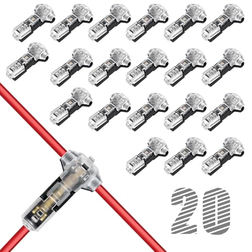 20 Pcs T-Tap Wire Connectors, 3-Way 1-Pin, 18-22 AWG - color: 1 PIN