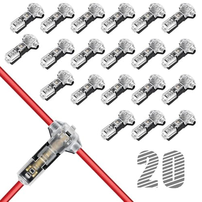 20 Pcs T-Tap Wire Connectors, 3-Way 1-Pin, 18-22 AWG - color: 1 PIN