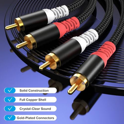 HOSONGIN RCA Audio Cable 3.3FT - Dual Shielded Noise Free Durable Braided Male to Male Long Audio Cord for Home Theater/Amplifier/Speaker/Audio Receiver/Vinyl Record Player/SoundBar - 3.3 feet - size: 3.3FT-1Pack