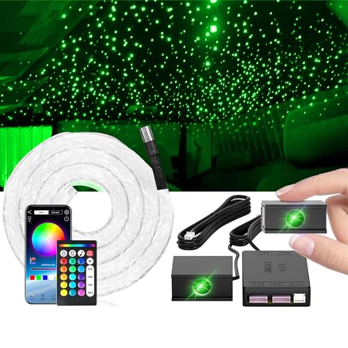 Split Starlight Headliner Kit - 800pcs 0.02in 4.9ft Fiber Optic RGBW Star Lights for Car with 4 Light Heads 16W Engine Easy to Hide,Flexible Wiring,APP/Remote Control for Car Roof Ceiling - size: 1+4+800*0.5*1.5m
