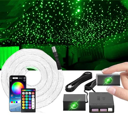 Split Starlight Headliner Kit - 800pcs 0.02in 4.9ft Fiber Optic RGBW Star Lights for Car with 4 Light Heads 16W Engine Easy to Hide,Flexible Wiring,APP/Remote Control for Car Roof Ceiling - size: 1+4+800*0.5*1.5m