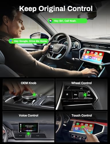 2026 Wireless CarPlay Adapter Support Apple CarPlay & Android Auto, 2-in-1 USB A & USB C Mini Bluetooth Dongle Convert Wired to Wireless Compatible with iPhone & Android