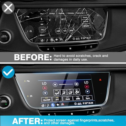 Karltys 2 Pack Screen Protector for 2017-2025 2026 Cadillac XT5 and 2020-2025 XT6 8-Inch Touchscreen, 2025 Cadillac XT5 Accessories Navigation Protective Cover Tempered Glass Anti Glare - size: XT5 XT6 8-Inch