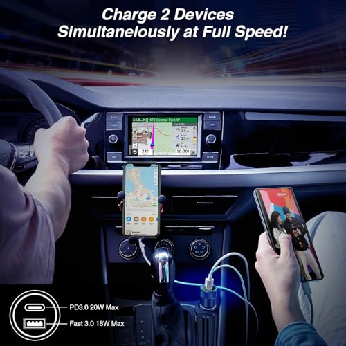 Car Charger, 5Pack 38W Dual Ports USB-C+USB-A Cigarette Lighter Adapter - color: 5-Pack Black