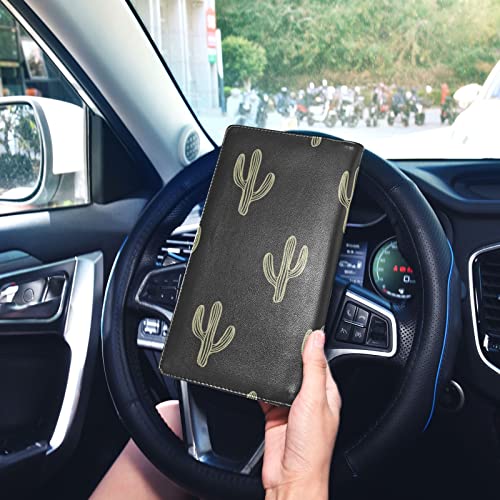 ALAZA Car Registration and Insurance Card Holder Cute Boho Cactus Vehicle Glove Box Automobile Documents Paperwork Waller Case Organizer