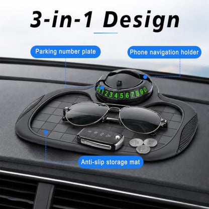 Car Anti-Slip Mat, 360° Rotating Universal Phone Holder for Car Dashboard - color: Black & Gray