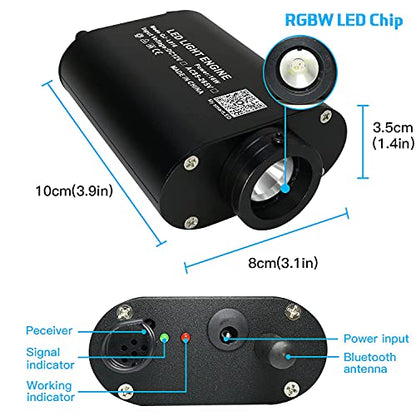 AMKI 16W Fiber Optic Lights,Starlight Headliner Light Kit APP/Remote Control Sound Activated Mode for Car&Home Decoration,Optical Fiber Cable Strands 0.75mm/0.03in 6.5ft/2m 200pcs - size: 200pcs*0.03in*6.5ft