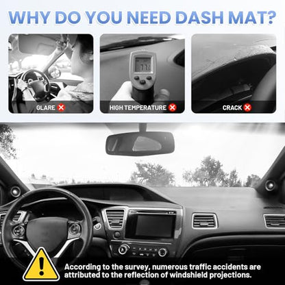 Sunsdrew Dashboard Cover Mat for 2012-2015 Honda Civic Dash Cover - size: 16-21 Civic Dash Cover