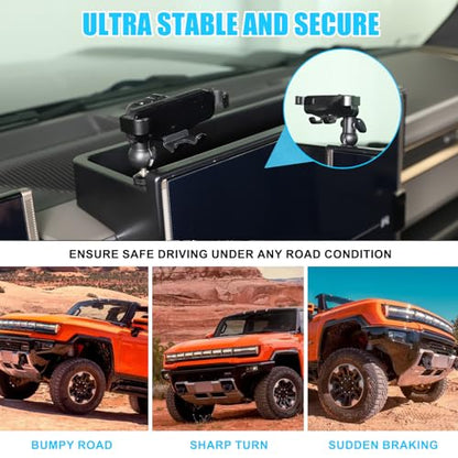 for Hummer EV Accessories Phone Holder Mount Dashboard Storage Organizer 360 Degree Rotatable Phone Holder Stand Dash Box Storage Tray for Hummer EV SUV Pickup Truck 2022-2024 2025 2026 (D)