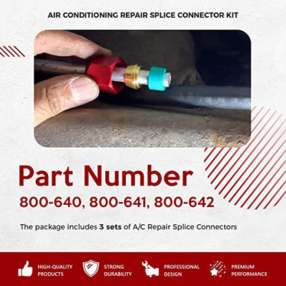 Replace for 800-640, 800-641, 800-642, Air Conditioning Repair Splice Connector Kit fits for 5/8 in. 3/8 in. 1/2 in. Aluminum Lines, Universal Fit for Line to Line Repair - size: 800-640 800-641 800-642