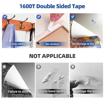 Sinfuo Double Sided Tape (16.5ft × 0.39"),Removable PE Foam Tape Strips Heavy Duty Mounting Tape (Leaves No Residue) Extra-Strong Adhesive Tape Waterproof for Walls Office Home Decor Crafts Pictures - size: 16.5ft*0.39in