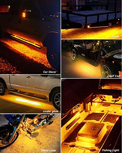 Keiurot 12V Led Light Strip for Cars 24Inch Connectable & Waterproof, 4Pack - color: Yellow Led Strip 24" Connectable