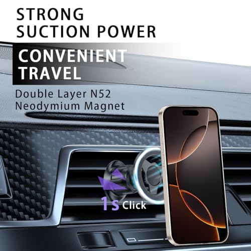 Car Magnetic Phone Holder, 360 Degree Rotation Auto Cellphone Mount for Dashboard Air Vent, Strong Magnet Vehicle Interior Smartphone Hook, Universal for SUV Sedan Trucks (Vent/Style A) - color: Vent/Style A