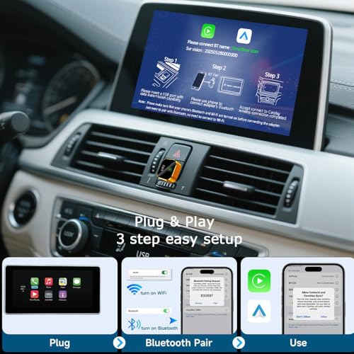 Wireless CarPlay Adapter, Upgraded Wired to Wireless for CarPlay & Android Auto, with Heat Dissipation Design, Plug and Play, Stable Connection & No Latency Orange