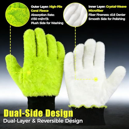 XINDELL 2 Pack Car Wash Glove - Ultra-Soft Plush Fluffy Bear Paw Foam Wash, Scratch-Free Five-Finger Brush, Thickened Car Cleaning Mitt - color: Car Wash Mitt-2pack