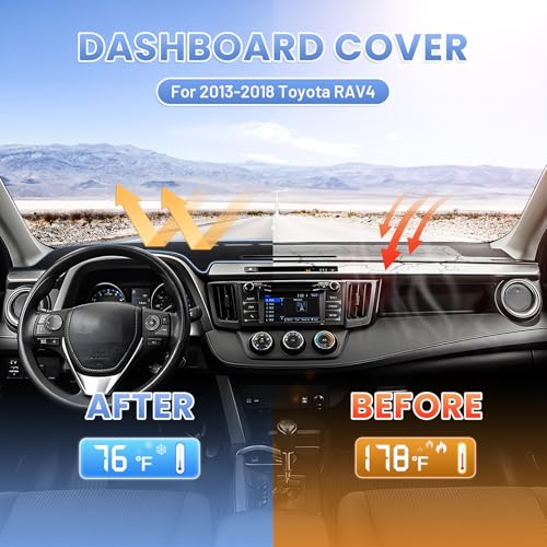 Sunsdrew Dash Cover for 2013-2018 Toyota RAV4 Dashboard Cover Mat for Altima Accessories Sunshade Nonslip Mesh Protector No Glare - size: 13-18 RAV4 Dash Cover