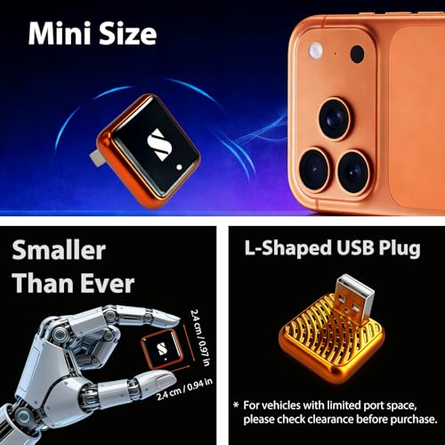 sunweyer Wireless CarPlay Adapter S46 Orange L-Shape Apple Android Auto