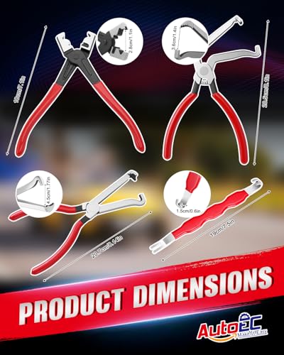 5PCS Automotive Electrical Disconnect Pliers Kit, High-Carbon Steel - color: Red,Set 2
