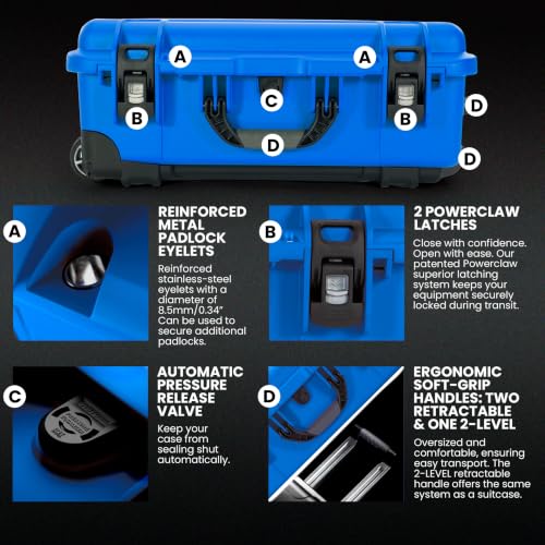 NANUK 935 Hard Case for Camera & Lenses with Padded Divider – Waterproof Equipment Case with Wheels, 22” x 14” x 9” – Dustproof, Impact Resistant, Carry-On Approved for Most Airlines – Blue - color: Blue, style: Padded Divider