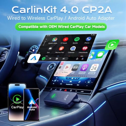 Carlinkit 4.0 Wireless CarPlay & Android Auto Adapter for OEM Wired CarPlay