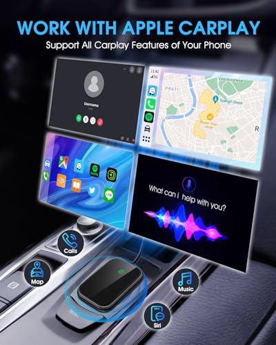 Wireless Carplay Adapter for Apple - 2025 Upgrade Seamless Connection Convert Wired to Wireless Car Play Adapter Plug & Play No Lag CarPlay Wireless Adapter Fit for iPhone iOS 10+ (Black) - color: Black