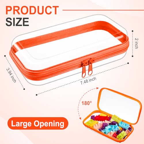 Hoolerry 4 Pcs Hard Clear Zipper Case, Clear, 7.5 x 3.9 x 2 in, Neon - color: Fluorescent, size: 7.5 x 3.9 x 2 in