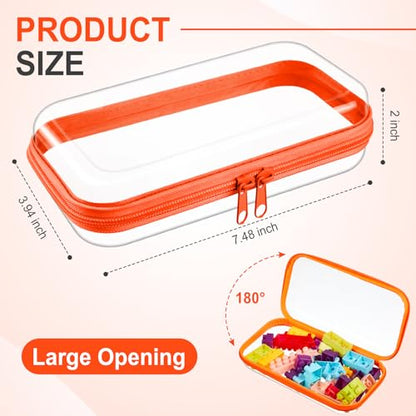 Hoolerry 4 Pcs Hard Clear Zipper Case, Clear, 7.5 x 3.9 x 2 in, Neon - color: Fluorescent, size: 7.5 x 3.9 x 2 in