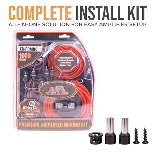 Elite Audio 8 Gauge Amplifier Wiring Kit, 1000W CCA Amp Install Kit – EA-PRMK8 - size: 8 Gauge (Single Amp)