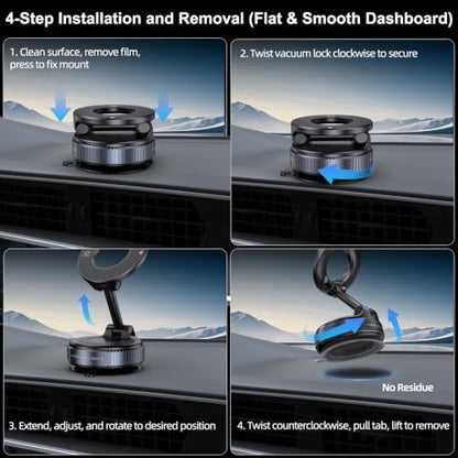 Jikasho Magnetic Phone Holder for Car, Suction Cup Phone Mount for Magsafe - color: Stellar Gray
