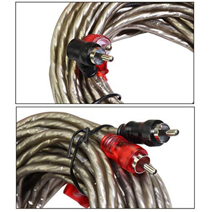 4 Gauge 1000W CCA Complete Amplifier Wiring Kit - with Power/Ground Wire, RCA Cables, Speaker Wire, Capacitor & Distro Block | for High-Power Subwoofer and Multi-Channel Stereo System Install - size: 4 Gauge