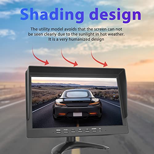 Hikity 10 Inch Small Monitor Screen Video Displays Quad Split HD Screen - size: 10 Inch+Car Charger