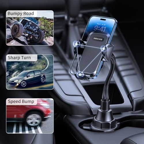 miracase Cup Holder Phone Mount for Car, Universal Phone Holders for Your Car, Gooseneck Adjustable Car Cup Cell Phone Mount for iPhone Samsung Google and All 4.0-7.2 inches Smartphones - color: Gooseneck