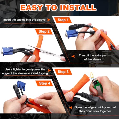 MECCANIXITY Braided Wire Loom, 7ft(2 m) - 3/8"(10mm) Wire Split Braided Cable Management Sleeve Automotive Woven Mesh Split Loom Tubing for Multi-Cable Management, Black - color: Black, size: 7ft(2 m) - 3/8"(10mm)