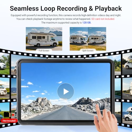 Magnetic Wireless Backup Camera Solar with 360° Adjustable Lens, 7" 1080P Touchscreen Monitor, DVR Recording, IP69K Waterproof, Auto-Sleep & Night Vision for RV, Truck, Trailer & Camper, AR1 - size: 7" 1-CAM