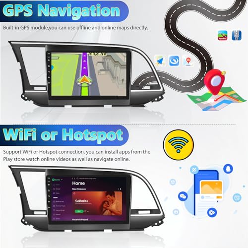 [2+64G] Android 15 Car Radio Stereo for Hyundai Elantra 2016-2018, 9 Inch Touch Screen IPS Car Radio with Wireless Carplay&Android Auto,GPS,WiFi,Bluetooth,FM/RDS,SWC, AUX-in,EQ,WiFi+Free Backup Camera - color: For Hyundai Elantra 2016-2018