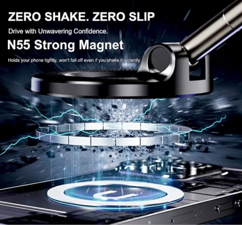 2026 Upgraded Pro Ultra-Suction Magnetic Phone Mount - Reinforced 360° Vacuum Holder for MagSafe, iPhone & Android (Ready for Car, Gym, Mirror, Home & More)