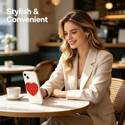 2Pcs Heart-Shaped Suction Phone Grips, Hands-Free Wall Mounts - color: 2 PCS Y2K Suction Phone Grip