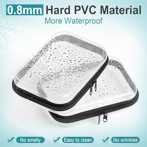 Sanwuta 6 Clear Hard Zipper Case, Black, 7.09 x 5.12 x 2 Inch - color: Black, size: 7.09 x 5.12 x 2 Inch
