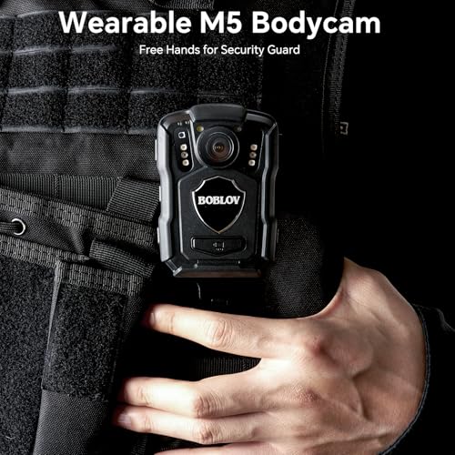 BOBLOV M5 2K Body Camera with 256GB, 4200mAh for 12 Hours, IP67 Waterproof - color: Jet Black
