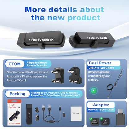 Carlinkit FireDrive Link Pro Car TV Converter, Wireless CarPlay Adapter with HDMI for Fire TV Stick Streaming, Convert Wired CarPlay to Wireless Android Auto & Apple CarPlay Dongle, Plug & Play