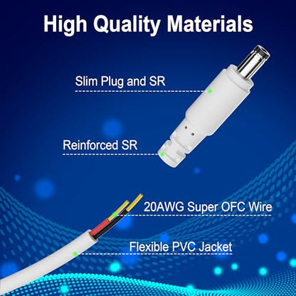 12V DC Power Extension Cable 35 FT (2-Pack), 5.5 mm x 2.1 mm 5521 Male to Female Supply Adapter Cord, Compatible with CCTV Security Camera, IP Network, DVR Standalone, LED Strip, Router, 5V 9V 12V 24V - size: 35 FT (2-Pack)
