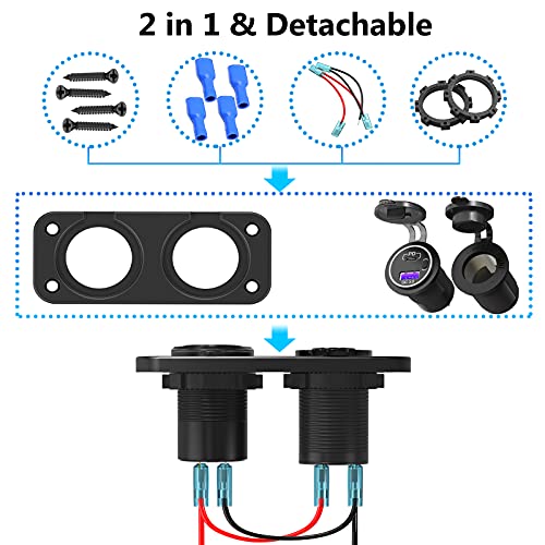 12V USB Outlet Marine Switch Panel Plug Quick Charge 3.0 & PD 3.0