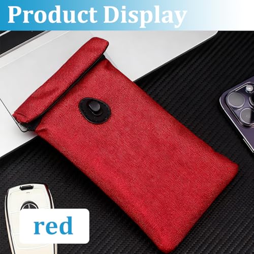 2PCS Faraday Bags for Car Key, Anti-Tracking Vehicle Faraday Key Fob Protector Cage for Privacy Protection, RFID Anti-Theft Automotive Signal Blocking Pouch, Universal Fit (Red) - color: Red