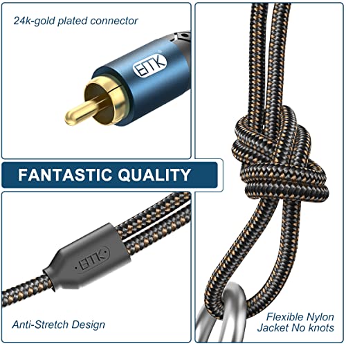 EMK 3.5mm to 2RCA Cable 24K Gold-Plated Nylon Braided RCA to Auxiliary Stereo Audio Headphone Male to Male 1/8 to RCA Cord for Tablet,Subwoofer,Home Theater,DVD Speaker,MP3/MP4,Player 5ft/1.5m - size: 5ft/1.5m, style: 3.5MM to 2RCA