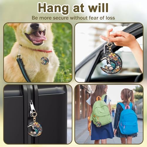 Dolphin Leather Keychain Case Holder,GPS Tacker With Keychain Ring,Stained Glass Style Access Card Scratch-Resistant,Finders Accessories For Pets, Luggage, Wallet, Backpacks - color: Dolphin